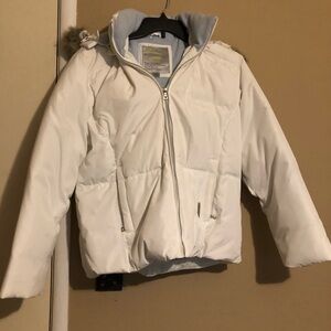 White and light blue snow jacket, excellent condition